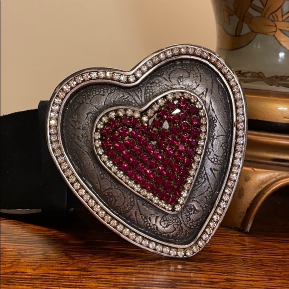 Heart rhinestone/leather belt main image 6